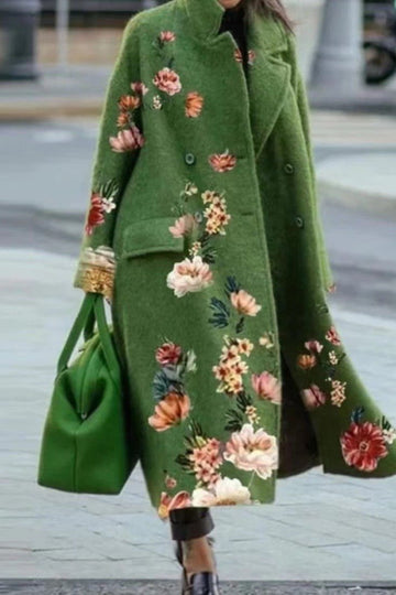 Woochic veste pour femmes col revers en tweed imprimée vert S